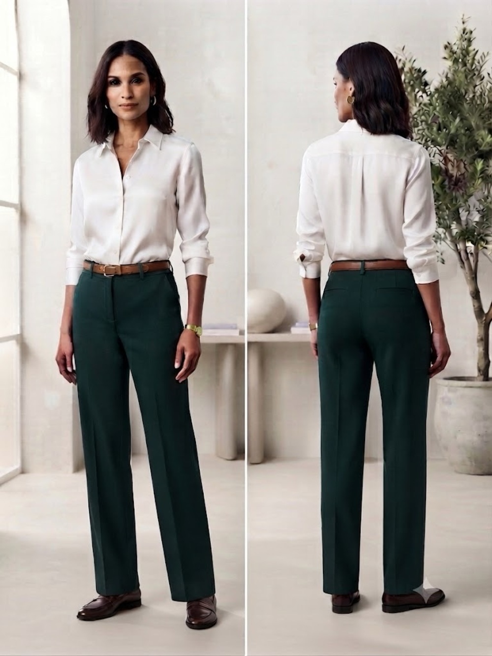7TH  avenue New York company Straight Leg Trousers in Emerald Green size 12
